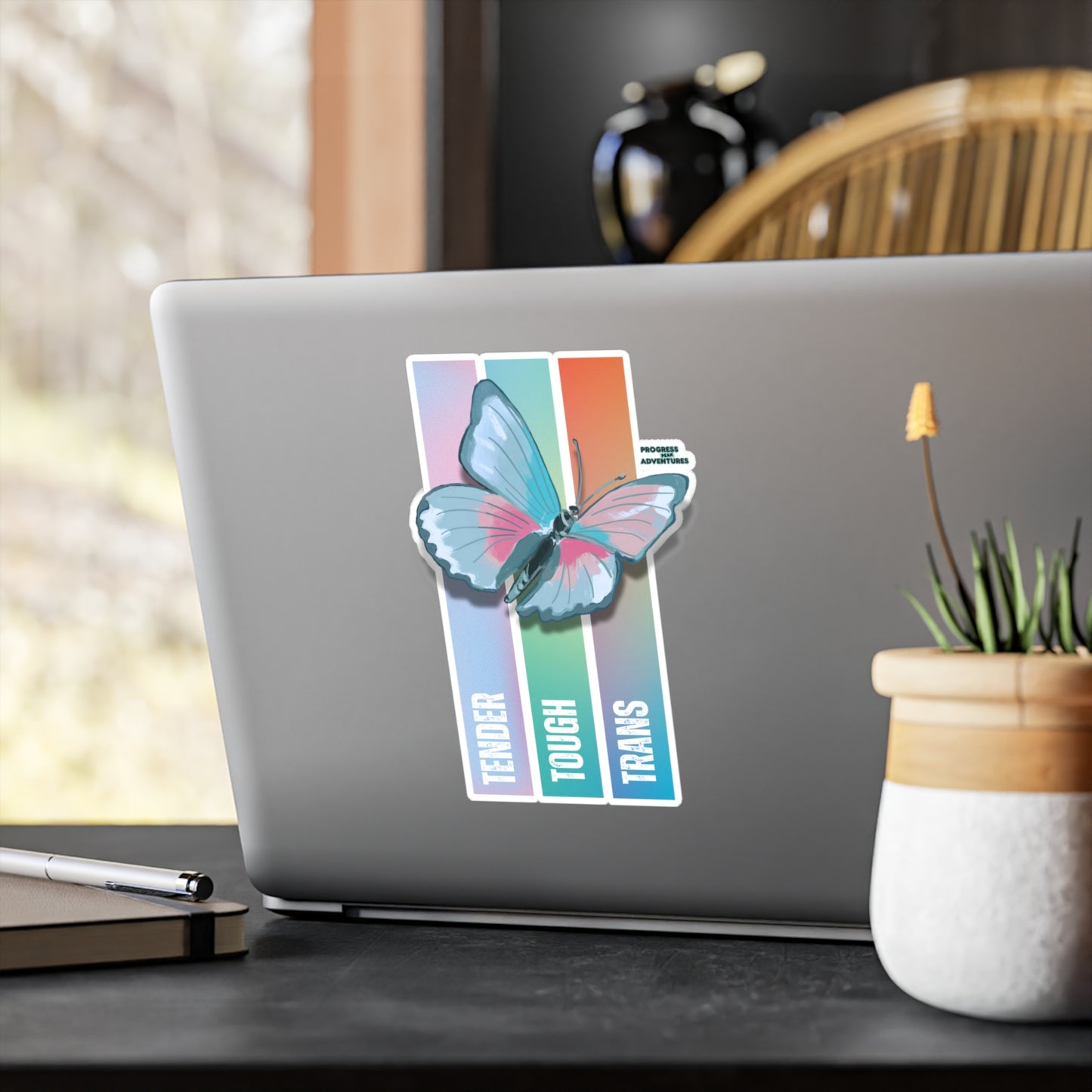 Tender, Tough, Trans Vinyl Sticker