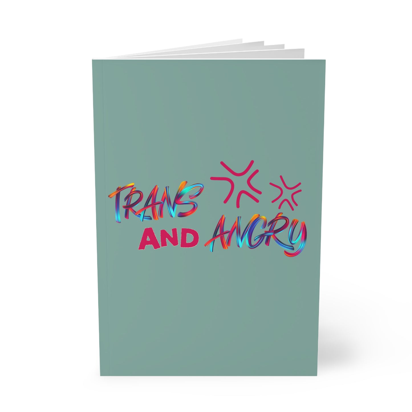 Trans and Angry Softcover Notebook, Motivational Journal for Creatives, LGBTQ+ Pride Gift, Writing Journal, A5 Notebook