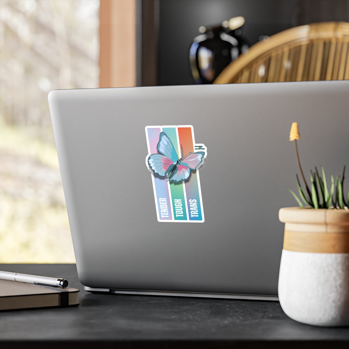 Tender, Tough, Trans Vinyl Sticker